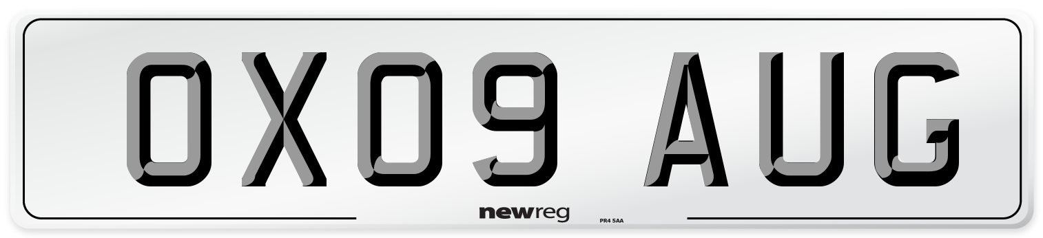 OX09 AUG Number Plate from New Reg